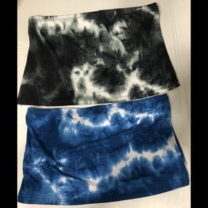 Rue  21 2pcs strapless less crop top color  blue/black tie dye. XL